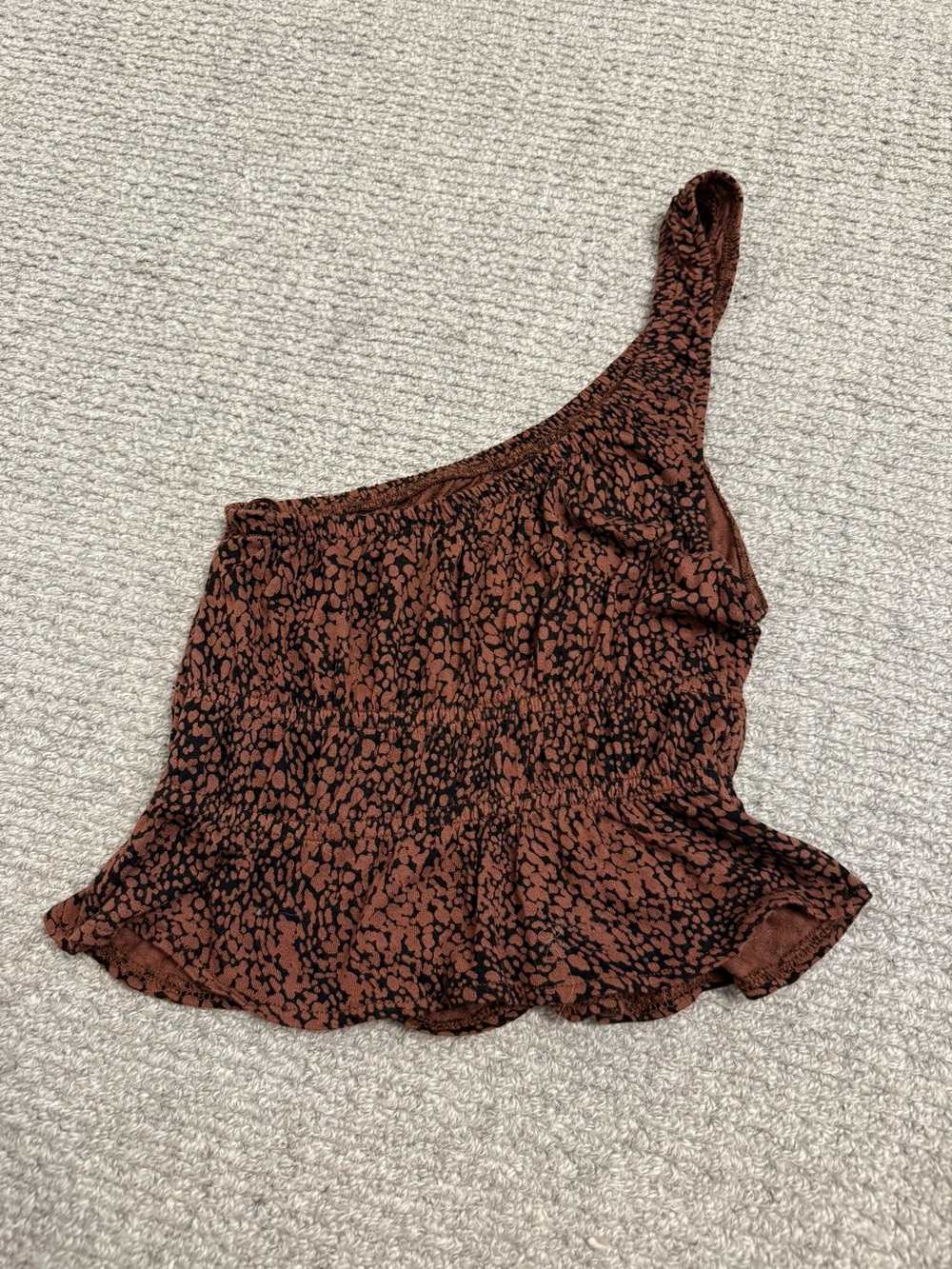 Urban Outfitters Brown and Black animal print One-Shoulder